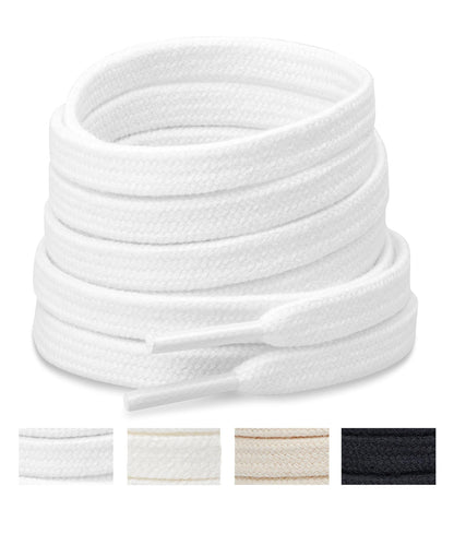 Handshop Wide Flat Athletic Shoelaces 5/16"(2 Pair) - Shoe Laces for Sneakers and Casual Shoes Replacements White 47 inch (120cm)