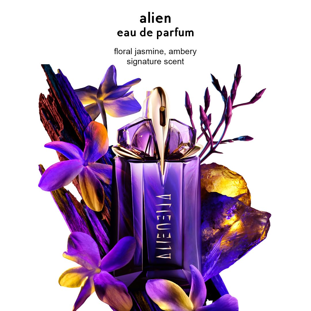 Mugler Alien - Eau de Parfum - Women's Perfume - Floral & Woody - with Jasmine, Wood, and Amber - Long Lasting Fragrance - 1.0 Fl Oz