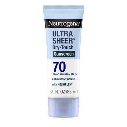 Neutrogena Ultra Sheer Dry-Touch Water Resistant and Non-Greasy Sunscreen Lotion with Broad Spectrum SPF 70, 3 Fl Oz (Pack of 1)