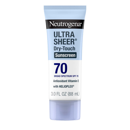 Neutrogena Ultra Sheer Dry-Touch Water Resistant and Non-Greasy Sunscreen Lotion with Broad Spectrum SPF 70, 3 Fl Oz (Pack of 1)