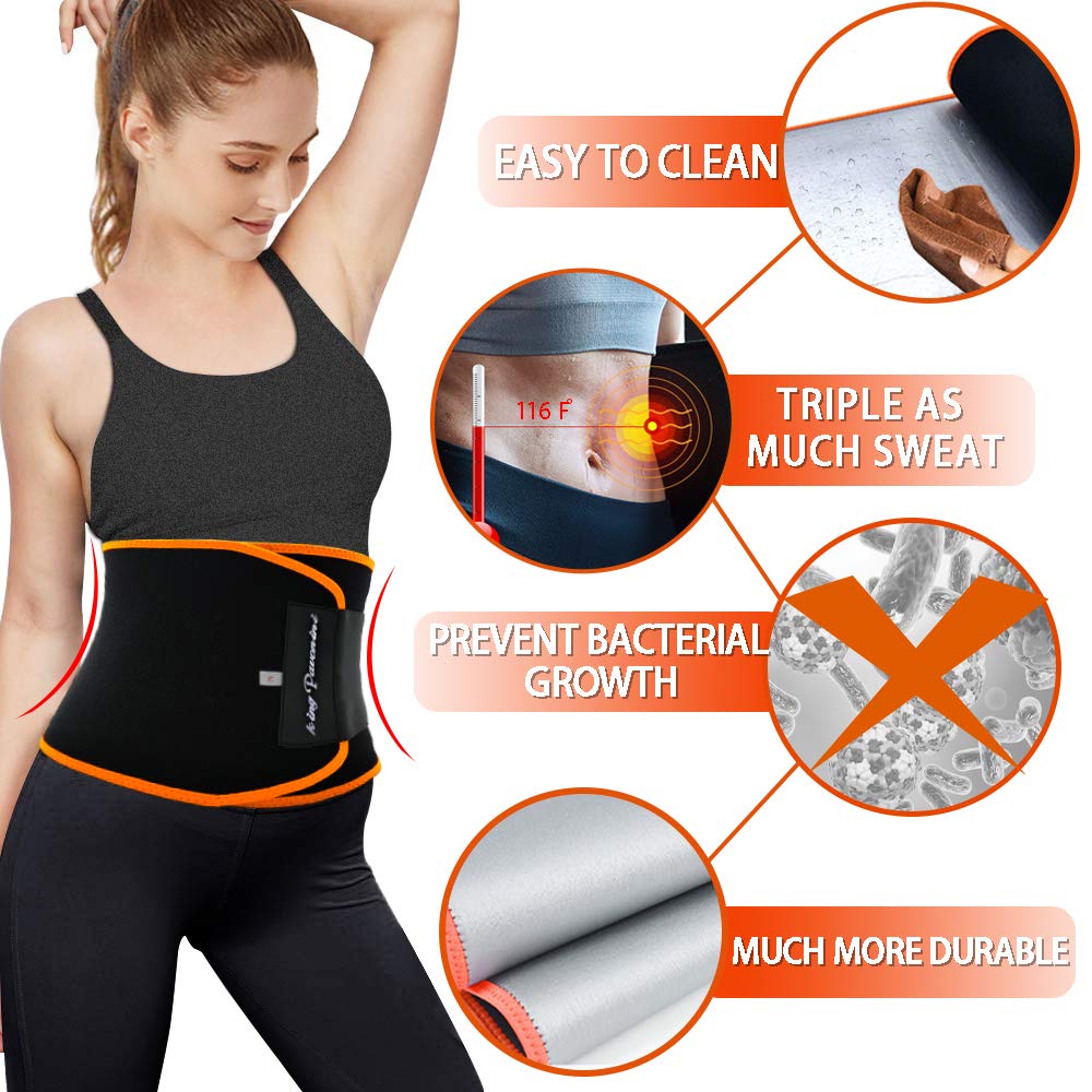 KingPavonini Waist Trainer for Men Women & Waist Trimmer Sweat Belt Stomach Wrap for Working Out Black