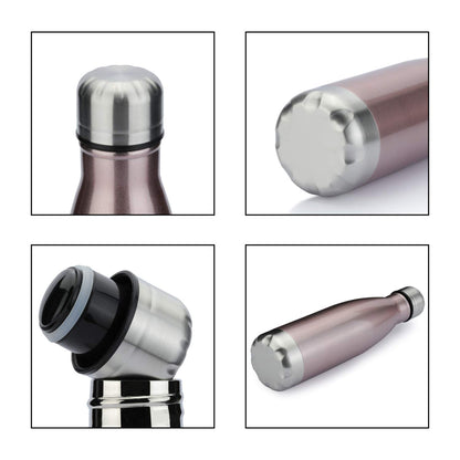 MEWAY 17oz Sport Water Bottle 4 Pack Vacuum Insulated Stainless Steel Leak-Proof Double Wall Cola Shape Water Bottle,Keep Drinks Hot & Cold(Rose Gold,4 Pack)