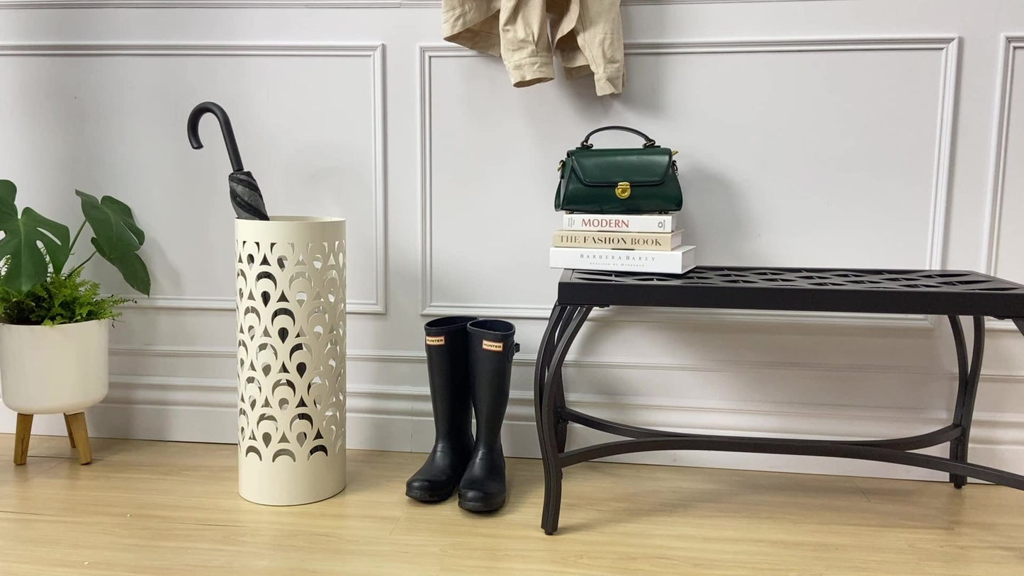 Mango Steam Tall Round Umbrella Holder 21.75 Inches Tall (Peacock White)