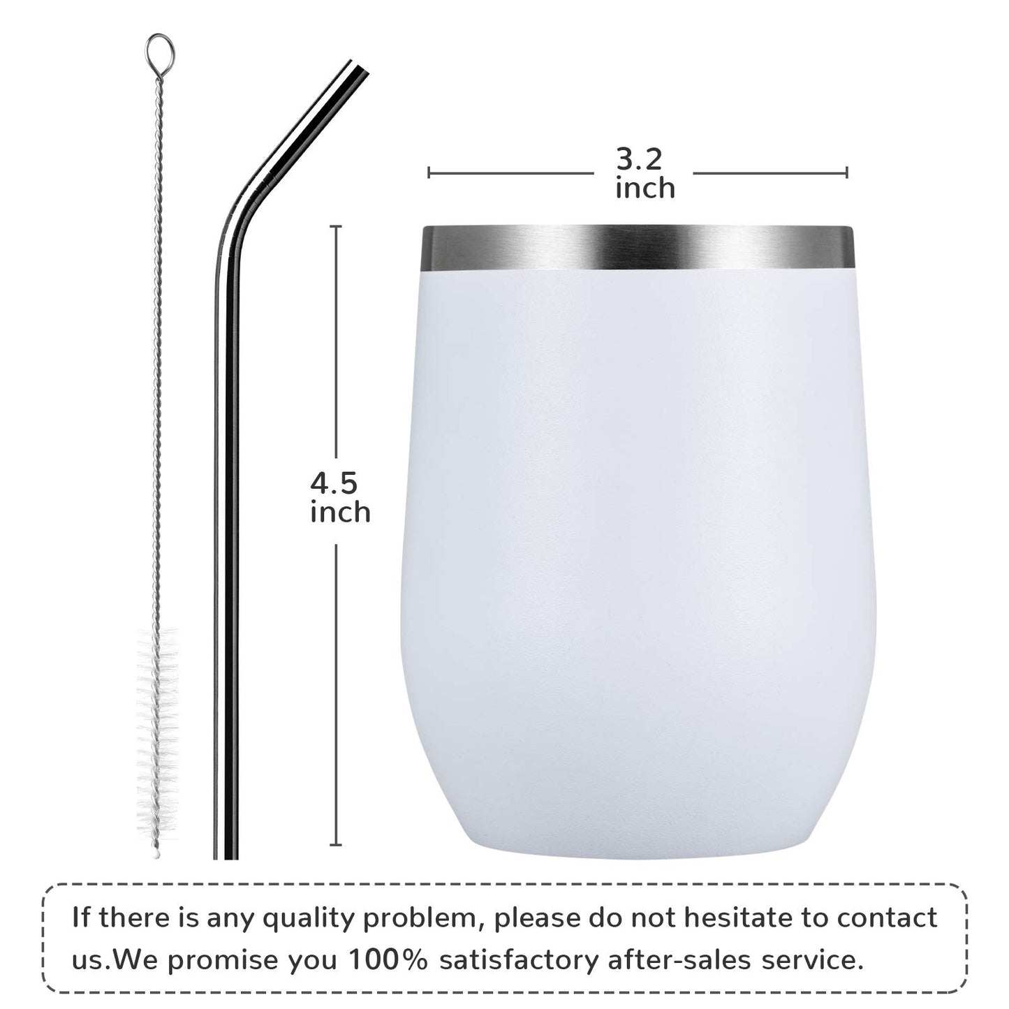 MEWAY 12 OZ/12 Pack Wine Tumbler Glasses with Lid -Double Wall Vacuum Stainless Steel Travel Tumbler Mug,Stemless Insulated Wine Cup for,Coffee,Cocktails,Gifts (White,Set of 12)