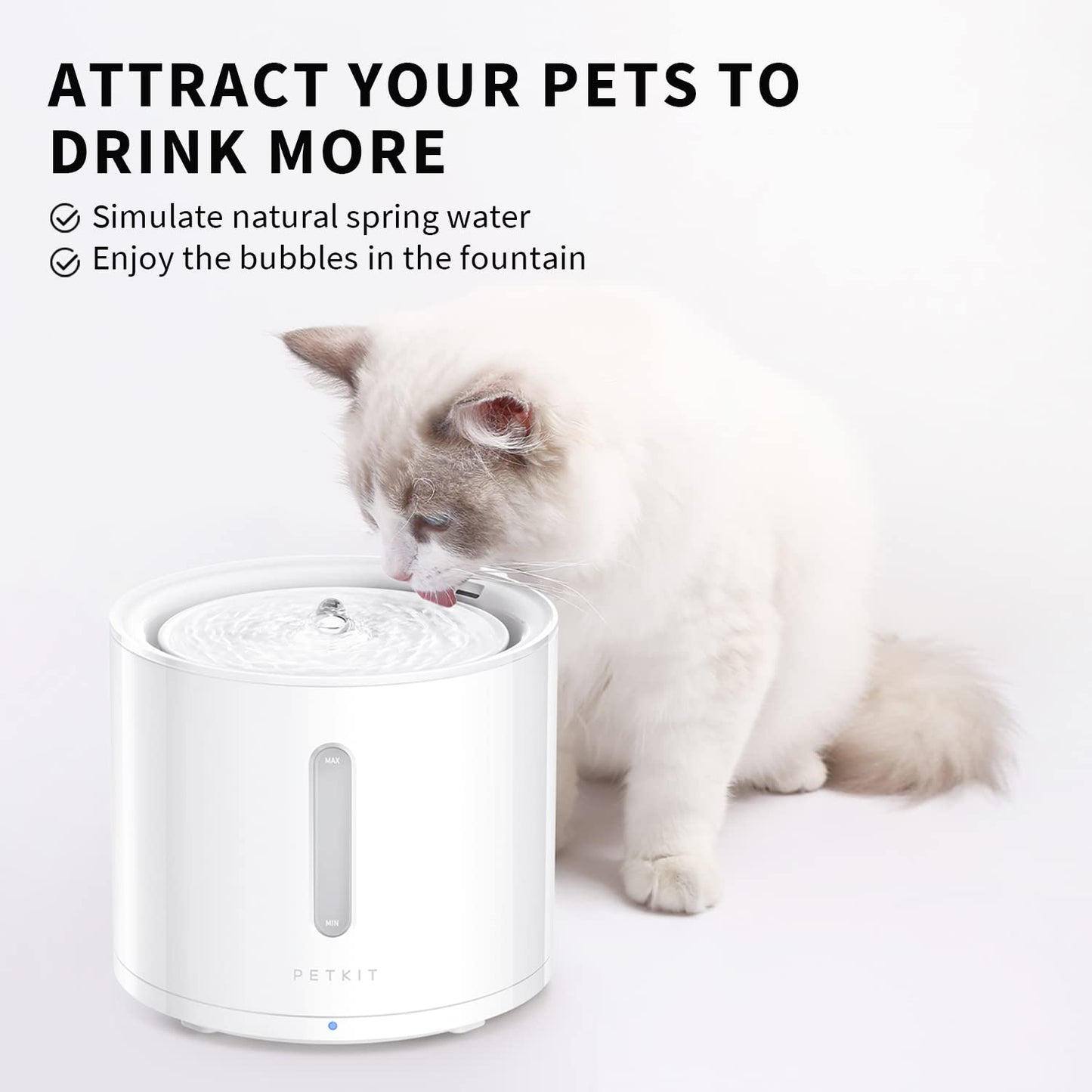 PETKIT EVERSWEET Solo 2 Cat Water Fountain with Wireless Pump, Ultra Quiet 70oz/2L Pet Water Fountain for Cats and Dogs Inside, 3 Working Modes, Visualization Window, App Control