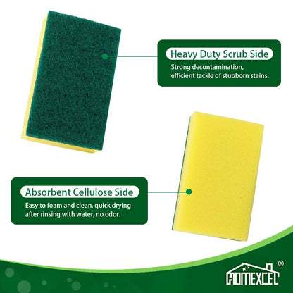 HOMEXCEL Heavy Duty Scrub Sponges Kitchen 10 Count, Extra-Large Sponges for Cleaning Kitchen and Household, Dish Scrubber for Washing Dishes, Pots and Pans