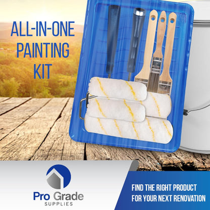 Pro Grade Paint Roller Kit, Brush & Roller,10 Piece Set, Wall Painting Naps for Professionals & Homeowners - All Paints & Stains, Washable, Reusable, Easy to Clean, Superior Absorbency.