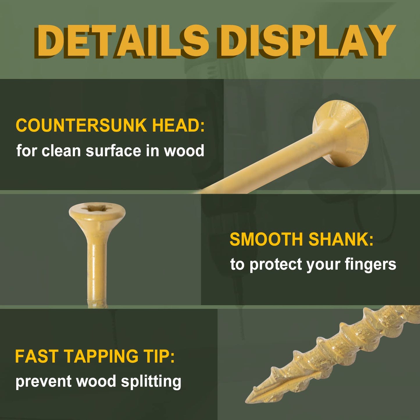 LIONMAX Deck Screws 3 Inch, Wood Screws #10 x 3, 300 PCS, Rust Resistant, Exterior Epoxy Coated, Outdoor Decking Screws, Torx/Star Drive Head Deck Screw, T25 Star Bit Included, Tan