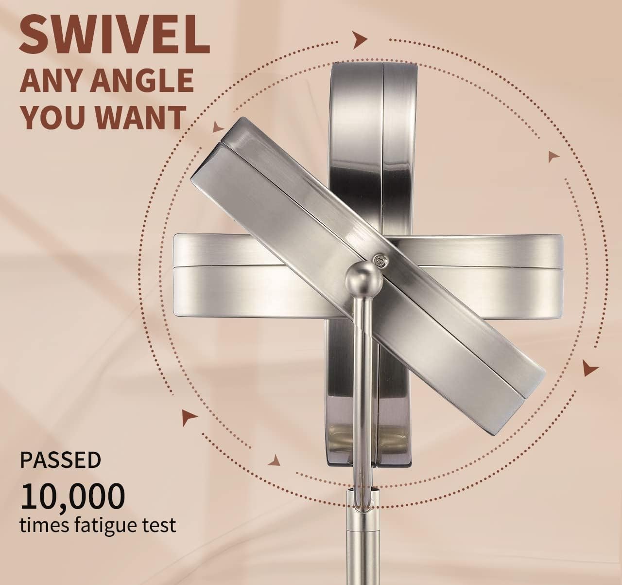 Professional 8.5" Large Lighted Makeup Mirror with Brighter Lights, 1X/10X True HD Magnifying Mirror with 3 Color Dimmable Lights, 90 Shadowless LEDs, 360°Swivel Seamless Vanity Mirror, Pearl Nickel