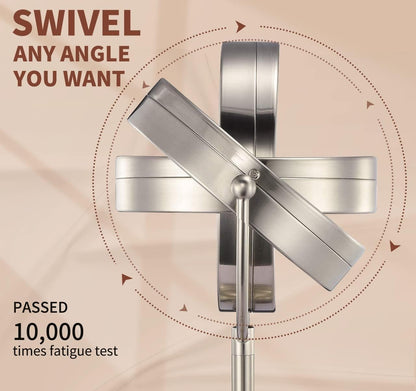 Professional 8.5" Large Lighted Makeup Mirror with Brighter Lights, 1X/10X True HD Magnifying Mirror with 3 Color Dimmable Lights, 90 Shadowless LEDs, 360°Swivel Seamless Vanity Mirror, Pearl Nickel