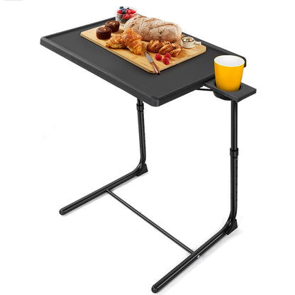 LORYERGO TV Tray - TV Table, Folding Table Trays, w/6 Height & 3 Tilt Angle, TV Tray Table w/Cup Holder, Dinner Tray for Eating on Couch, Laptop, Bed & Couch