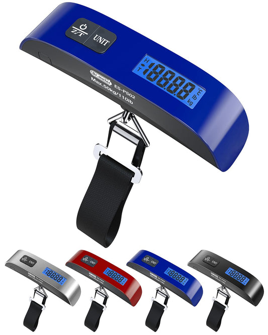 Luggage Scale, Dr.meter Luggage Weight Scale Backlight LCD Display PS02 110lb/50kg Electronic Balance Digital Postal Travel Accessories with Rubber Paint Handle Temperature Sensor, Blue
