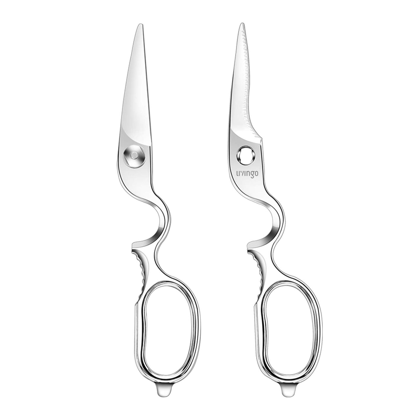 LIVINGO Kitchen Forged Shears Heavy Duty Come Apart Ultra Sharp Multi-function Stainless Steel Scissors Bottle Opener, Nut Cracker 8.5 inch