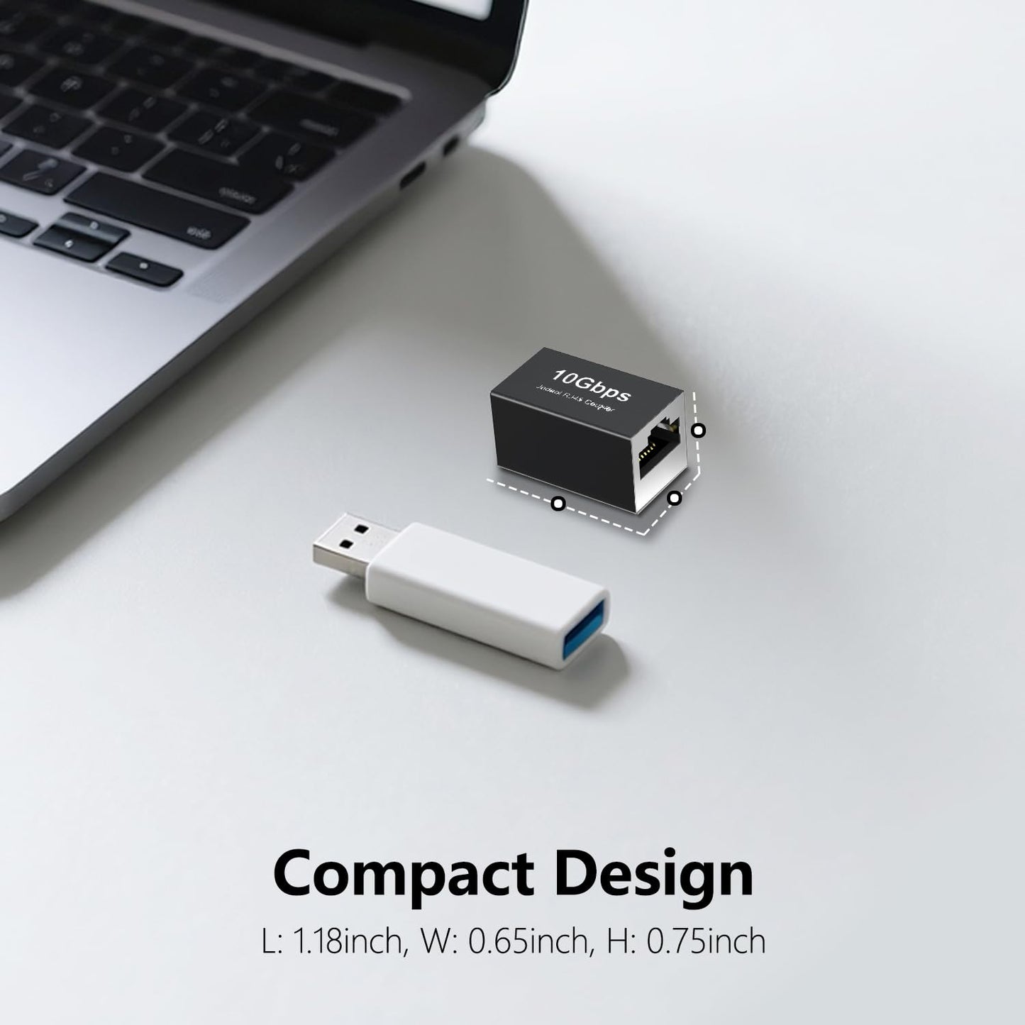 Jadaol RJ45 Coupler 10Gbps, Premium Gold Plated Shielded Ethernet Extender with PoE Support, 328ft Long Distance Extend, Ethernet Coupler Female to Female for Cat8 Cat7 Cat6a Cat6 Cable, 1 Pack Black