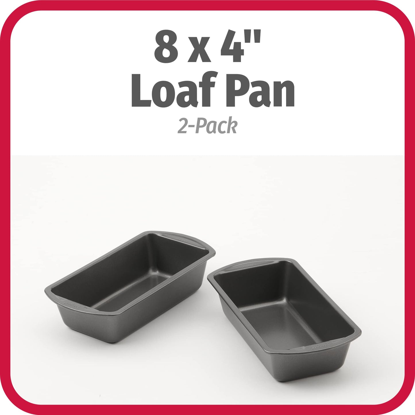 GoodCook Set of 2 Medium 8" x 4" Nonstick Steel Bread Loaf Pans, Gray