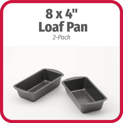 GoodCook Set of 2 Medium 8" x 4" Nonstick Steel Bread Loaf Pans, Gray
