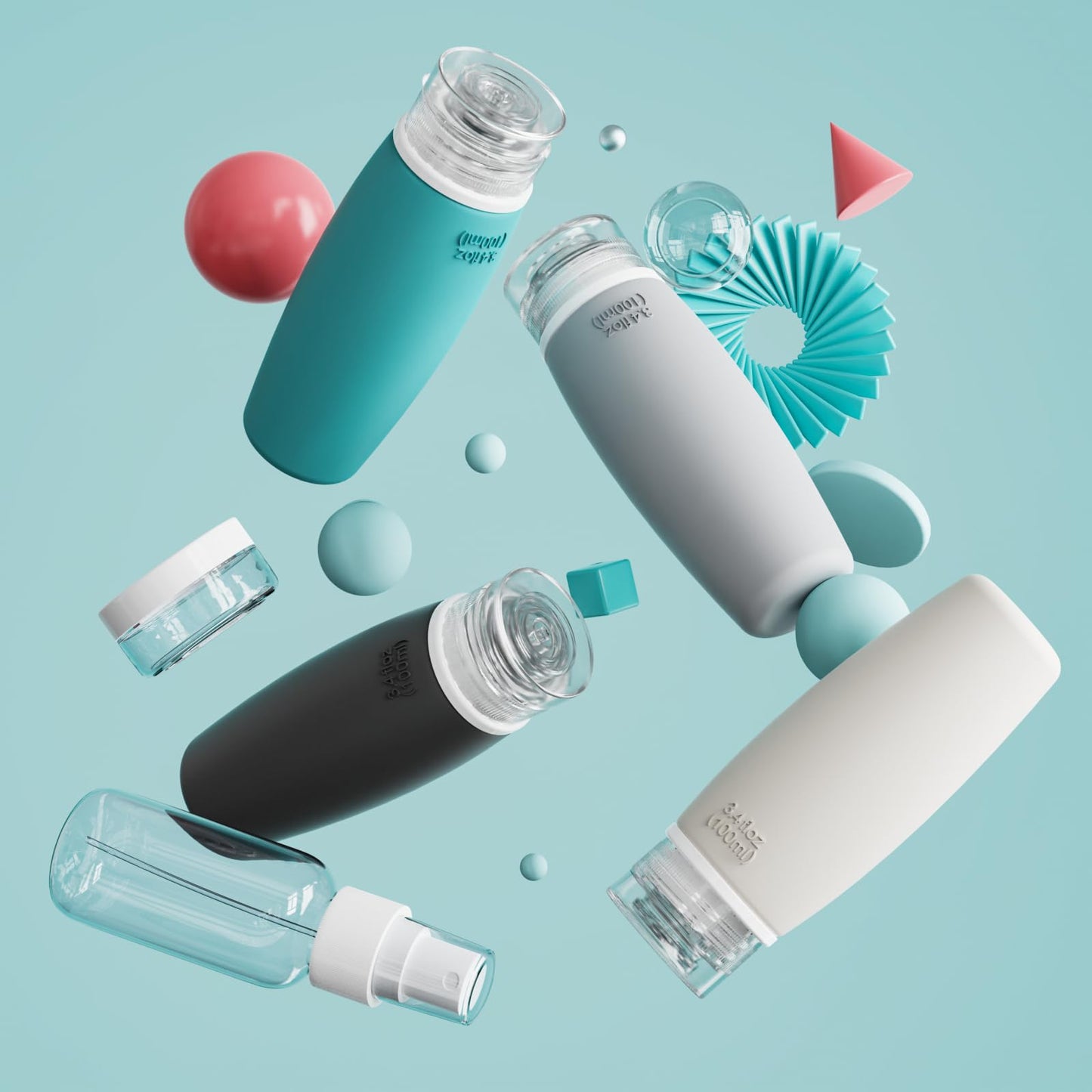 PACKISM TSA Approved Toiletry Bottles - 6 Pack Leak Proof 3.4oz Silicone Travel Bottles for Toiletries, BPA Free Leak Proof Refillable Travel Accessories (Not come with content inside the bottle)