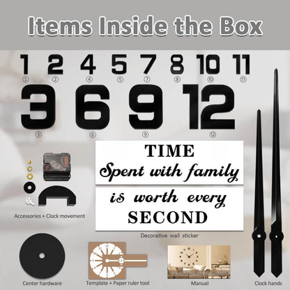 Mintime Modern Frameless DIY Wall Clock Large 3D Wall Watch Mirror Numbers for Home Office Decorations