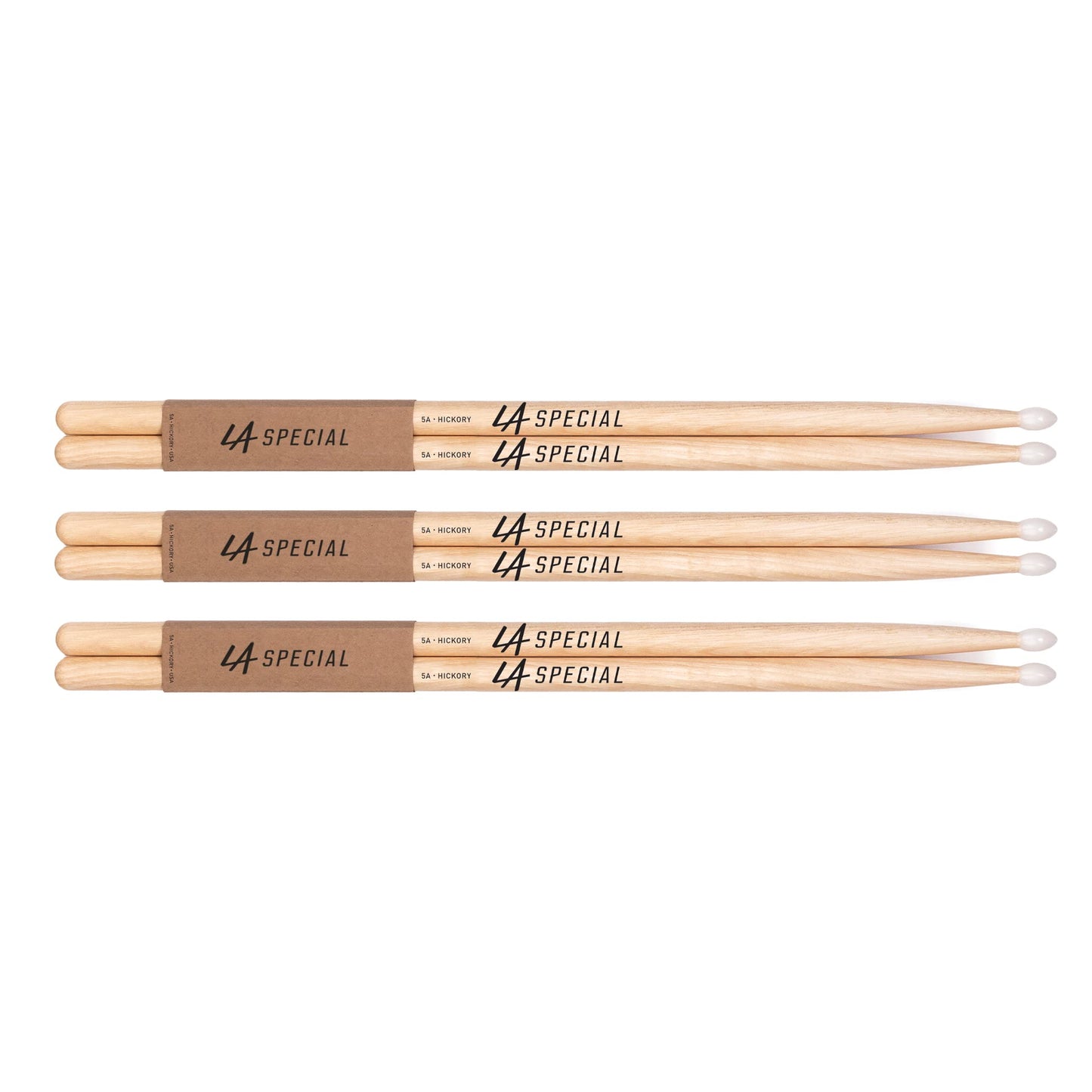 promark LA Specials - 5A Drumsticks - Drum Sticks Set for Acoustic Drums or Electronic Drums - Oval Nylon Tip - Hickory Drum Sticks - Consistent Weight and Pitch - Made in the USA - 3 Pairs