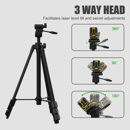 55-inch Lightweight Aluminum Laser Level Tripod with Bubble Level, Quick Release Plate with 1/4"-20 Screw Mount for Laser Level