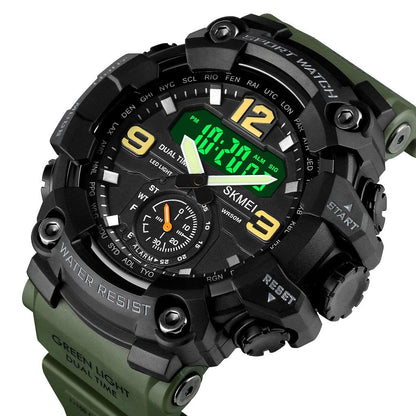 Mens Analog Digital Dual Display Sports Watches Military Multifunctional 50M Waterproof LED Watch with Alarm Stopwatch Backlight 12H/24H Outdoor Running Swimming (Y Army Green)
