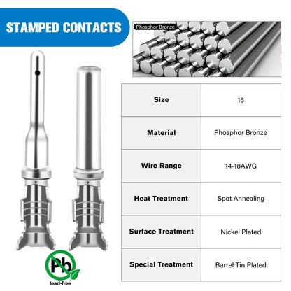 Nilight 2 3 4 6 8 12 PIN DT Connector Kit 50 Sets Size 16 Stamped Formed Contacts for 14-18 AWG Wires DT Series w/Removal Tool for Car Truck Motorcycle Off-Road Vehicles Boat