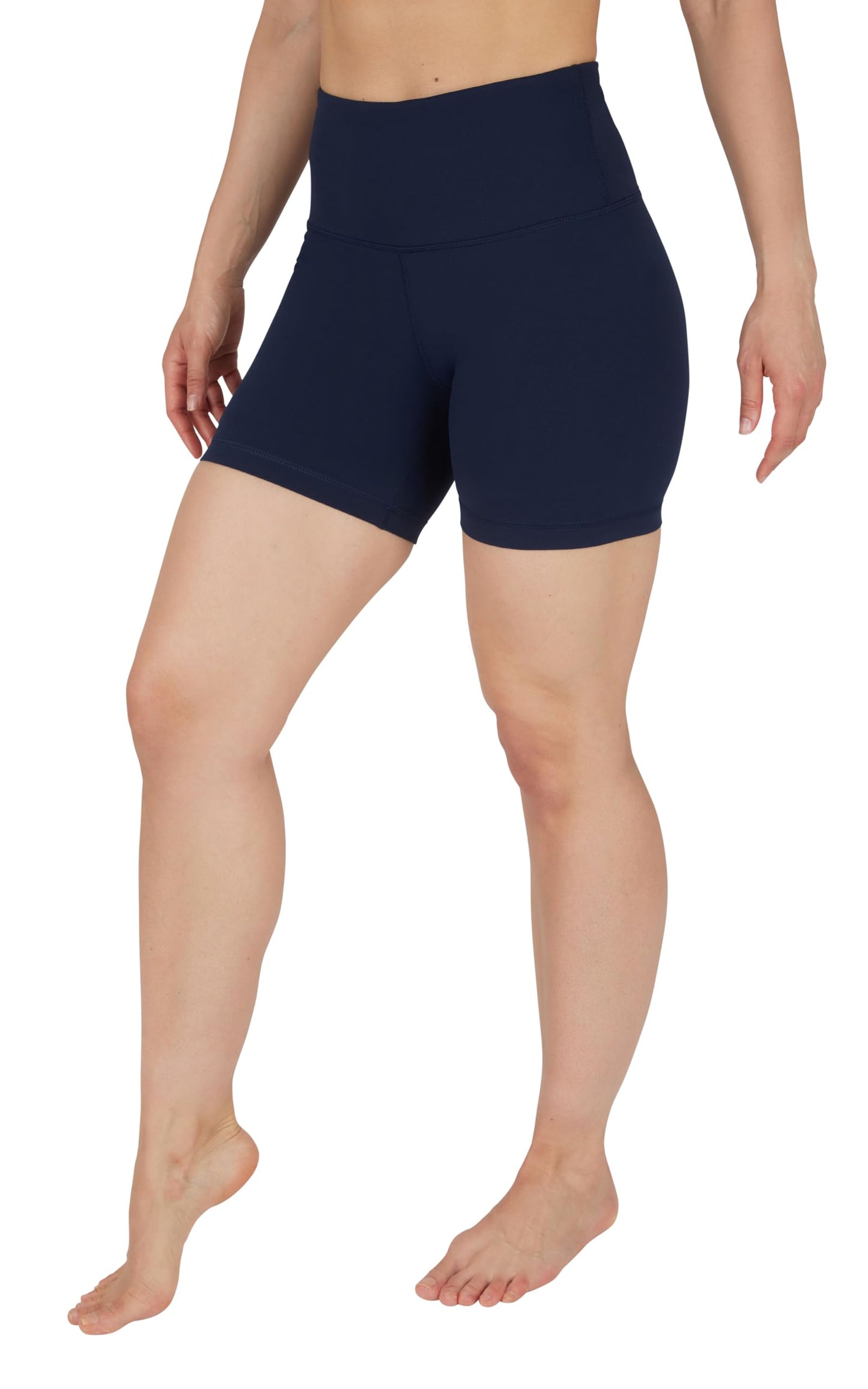 90 Degree By Reflex High Waist Power Flex Yoga Shorts - Tummy Control Biker Shorts for Women - Black/Dark Navy 2 Pack - Medium