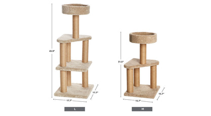 Amazon Basics Cat Tree - Indoor Cat & Kittens Multi-Level Climbing Activity Tower with Scratching Posts, Large (45.9"H) - Beige