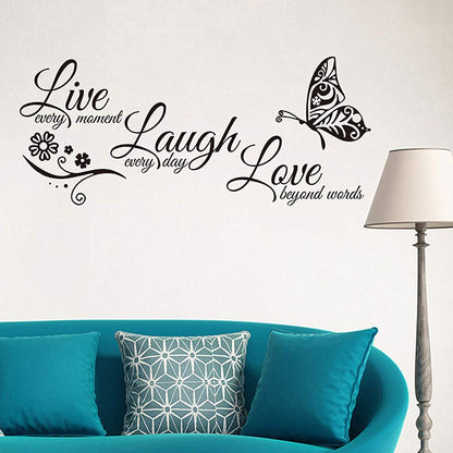 Live Love Laugh Set 3 Wall Sticker Motivational Decals,Family Inspirational Wall Stickers Quotes(18x39, Black)