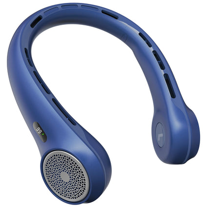 Hssio Portable Neck Fan, 4000mAh Rechargeable Bladeless Cooling Fan with 360° Airflow, 3-Speed Personal Cooler for Women Mom, Stylish Gift for Travel, Gym, Office, Blue