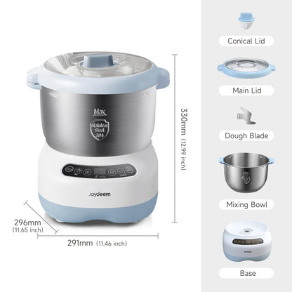 Joydeem Electric Dough Maker with Ferment Function, Microcomputer Timing, Face-up Touch Panel, 6.6Qt, 304 Stainless Steel, JD-HMJ7L