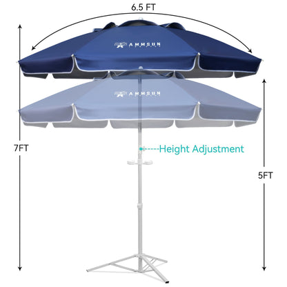 AMMSUN Shade Umbrella, Premium Portable Umbrella with Stand, 6.5ft Lightweight Free Standing Canopy for Sporting Games, Adjustable Instant Sun Protection and Easy to Carry, Navy Blue