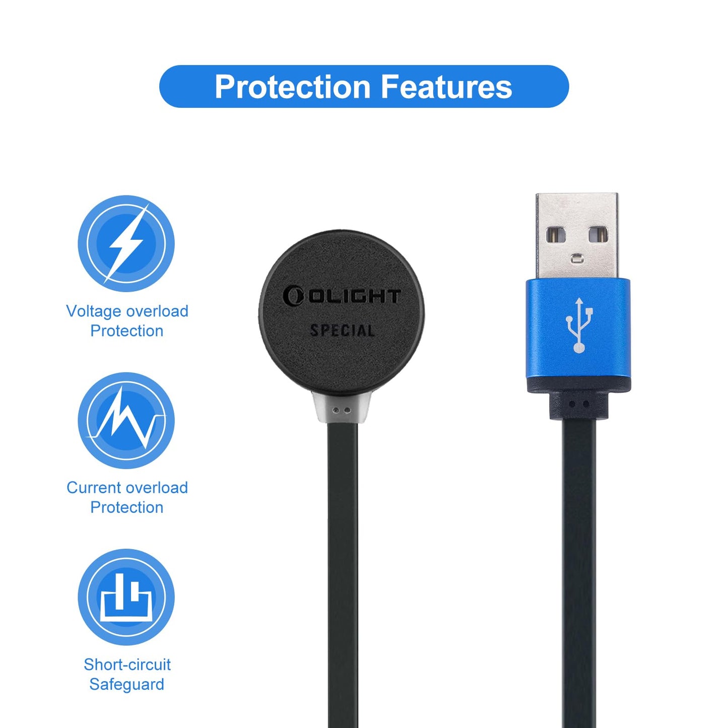 OLIGHT MCC 3 Charger in Balck Upgraded Smart Magnetic Charging Cable Only Suitable for Odin/OdinMini/OdinS/PL-Mini3/PL-Pro/Baton3 Series/Warrior Mini2/Perun2/Seeker3pro/Warrior 3s/Baldr Pro R/Arkfeld