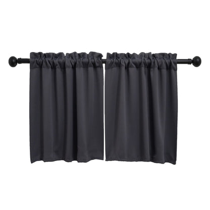 Pickluc Dark Grey Cafe Curtain - Half Window, 30 Inches Length, Rod Pocket, Small Kitchen Curtain, Blackout for Small Windows - 30" Wide x 30" Long, 2 Panels Set