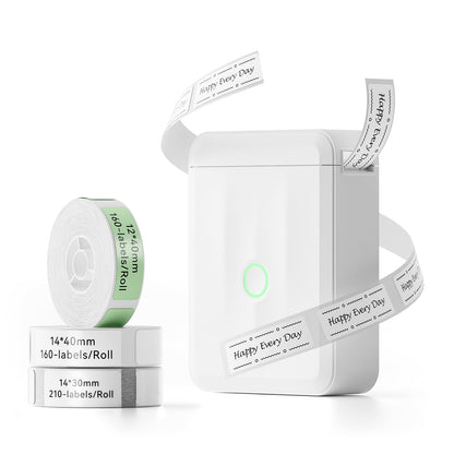 NIIMBOT D110 Upgraded Version Mini Label Maker Machine with 3 Tapes, Portable Bluetooth Thermal Printer, Sticker Labeler with Multiple Templates for Office Organization Home Kitchen School, White