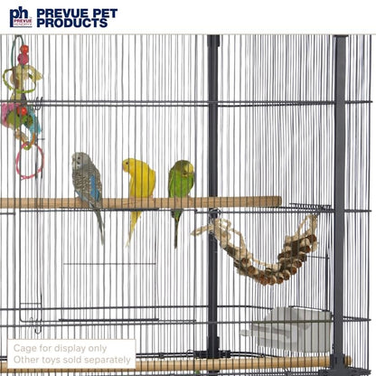 Prevue Pet Products Naturals Rope Ladder Bird Toy, Wood Stairs Climbing Activity Attachment for Birdcage, Earth Tone Brown 62806