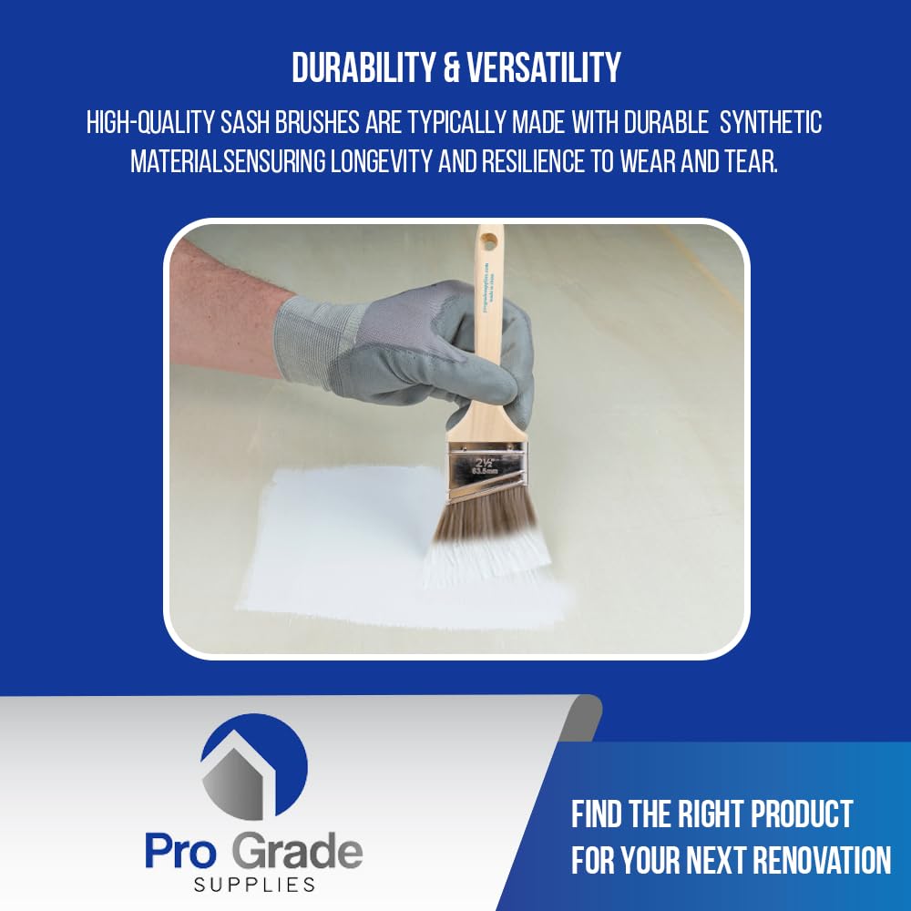 Pro Grade, Paint Brushes, 5-Piece, Paint Brush Set: Flat & Angle Brushes for Latex and Oil Paints, Stains, Interior & Exterior Home Improvement