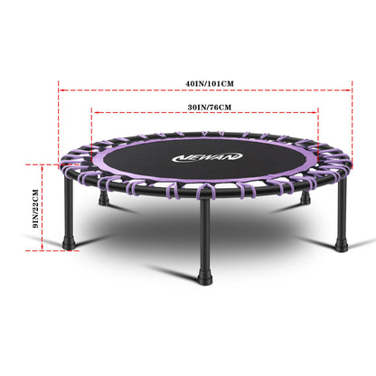 Newan 40" Silent Mini Trampoline Fitness Trampoline Bungee Rebounder Jumping Cardio Trainer Workout for Adults-Max Limit 330lbs