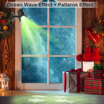 Ocean Wave Christmas Projector Lights, Elec3 16 Slides 2 in 1 Pattern Projection Lights, Decoration Landscape Lights Used Outdoor Indoor for Holidays, Halloween, Parties,Birthday