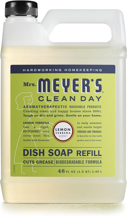 MRS. MEYER'S CLEAN DAY Liquid Dish Soap Refill, Biodegradable Formula, Lemon Verbena (48 Fl Oz (Pack of 1))