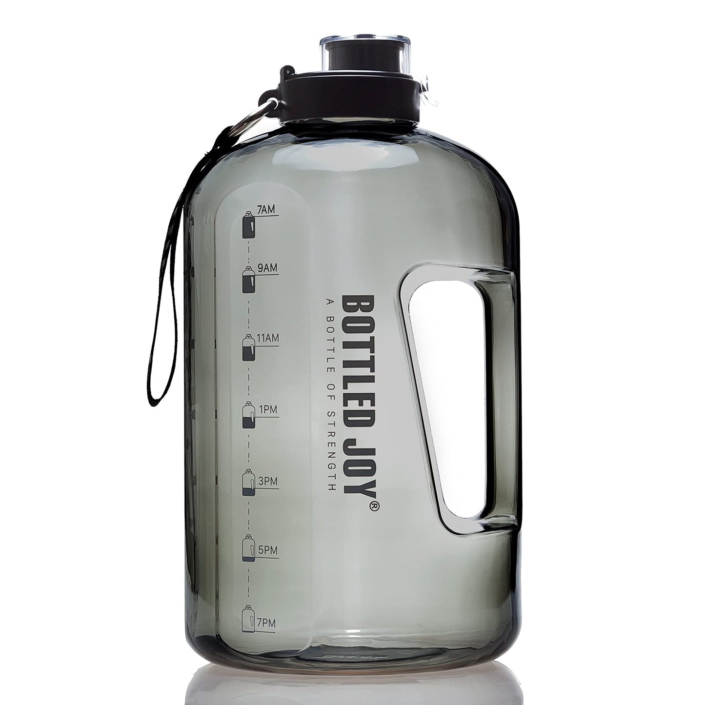 MYSHAKER 1 Gallon Water Jug with Flip-top Lid and Handle Strap, Leak-proof BPA Free Reusable Time Marker Reminder Large Capacity Gallon Water Bottle for Outdoor Sports Fitness Gym Hiking