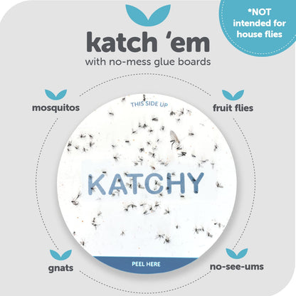 Katchy Original and Midnight Glue Board Refills (8 Pack) - Indoor Insect Trap Glue Board Refills for Mosquito, Gnat, Moth, Fruit Flies - Non-Zapper Traps for Buzz-Free Home