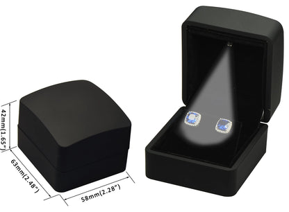 LED Earring Jewelry Gift Box for Wedding, Proposal, Birthday...Luxury LED Diamond Stud Earring Jewelry Gift Box with Light for Women for Men (Black Earring Box)