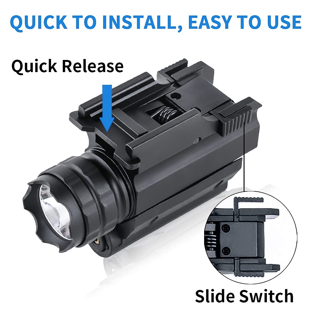MCCC Tactical Red Laser Sight with 500 Lumens LED Flashlight, Compact Rail Mounted, Quick Release, Laser Output is Below 5mW, Class IIIA