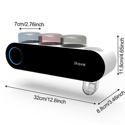 iHave Toothbrush Holders for Bathrooms, UV Toothbrush Sanitizer and Holder Smart Home Bathroom Accessories, 3 Cups Electric Toothbrush Holder Wall Mounted with Toothpaste Dispenser Bathroom Decor
