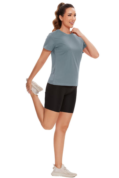 NebuKinex 6 Pack Workout Tops for Women Short Sleeve UPF Sun Protection Athletic T Shirts Quick Dry Tennis Yoga Running Crew Neck Tee-XXL