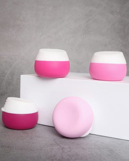 Gemice Silicone Cream Jars, TSA Approved Travel Size Containers - Leak-proof Travel Accessories with Lid for Cosmetic Makeup Face Body Hand Cream (4 Pieces)