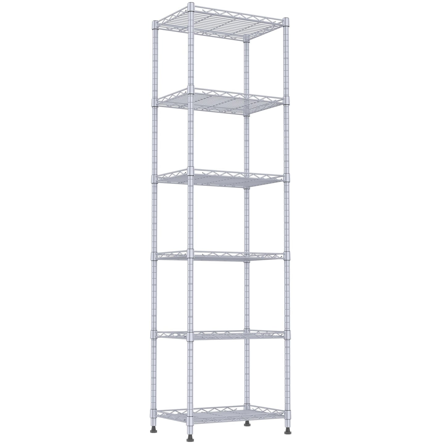 REGILLER 6 Wire Shelving Steel Storage Rack Adjustable Unit Shelves for Laundry Bathroom Kitchen Pantry Closet(Silver, 11.7" D x 16.8" W x 63" H)