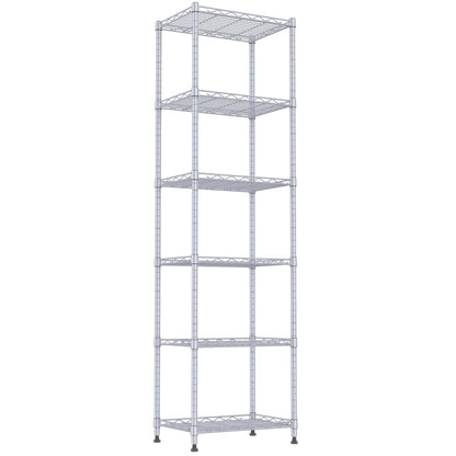 REGILLER 6 Wire Shelving Steel Storage Rack Adjustable Unit Shelves for Laundry Bathroom Kitchen Pantry Closet(Silver, 11.7" D x 16.8" W x 63" H)