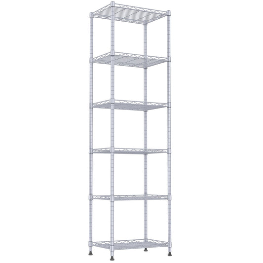 REGILLER 6 Wire Shelving Steel Storage Rack Adjustable Unit Shelves for Laundry Bathroom Kitchen Pantry Closet(Silver, 11.7" D x 16.8" W x 63" H)